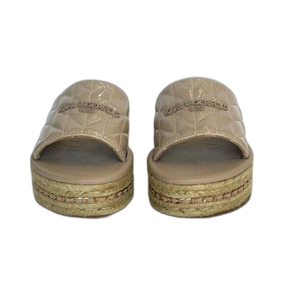 Karl Lagerfeld Paris Sandal Women’s Size 7.5M Mauve Tan Gold Slip-on Quilted - Picture 3 of 12